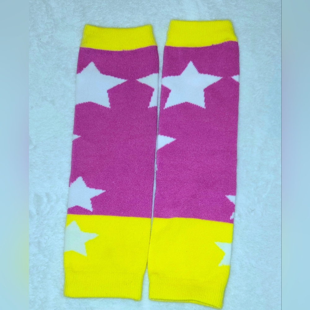 Baby Leggings Pink and Yellow Star Patterned Infant Leg Warmers